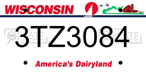 3TZ3084 Wisconsin License Plate