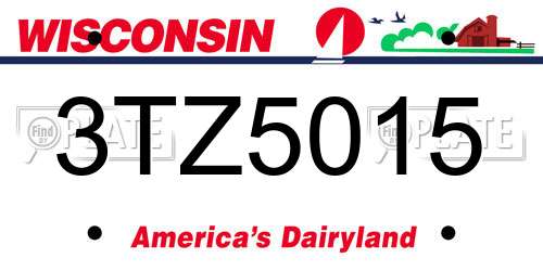 3TZ5015 Wisconsin License Plate