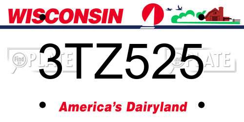 3TZ525 Wisconsin License Plate