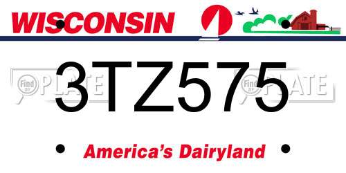 3TZ575 Wisconsin License Plate