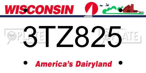 3TZ825 Wisconsin License Plate