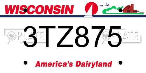 3TZ875 Wisconsin License Plate