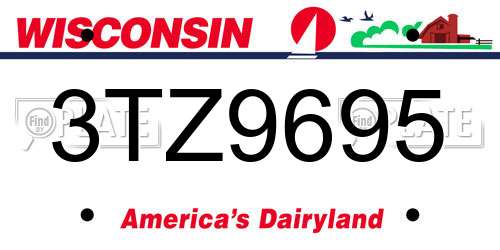 3TZ9695 Wisconsin License Plate