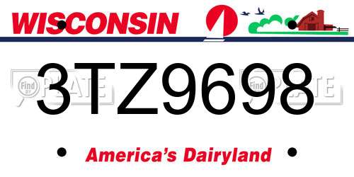 3TZ9698 Wisconsin License Plate