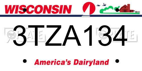 3TZA134 Wisconsin License Plate
