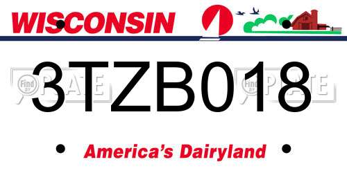 3TZB018 Wisconsin License Plate