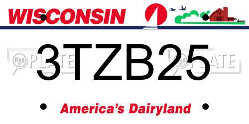 3TZB25 Wisconsin License Plate
