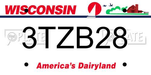 3TZB28 Wisconsin License Plate