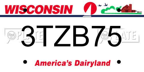 3TZB75 Wisconsin License Plate