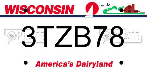 3TZB78 Wisconsin License Plate