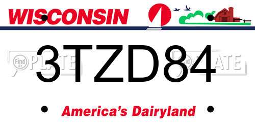 3TZD84 Wisconsin License Plate