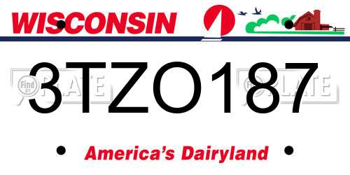 3TZO187 Wisconsin License Plate
