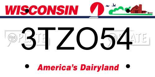 3TZO54 Wisconsin License Plate