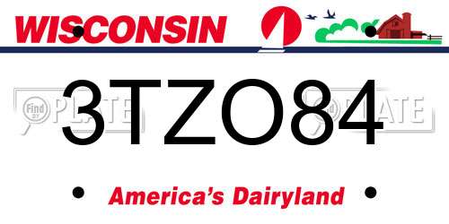 3TZO84 Wisconsin License Plate