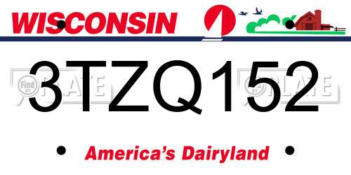 3TZQ152 Wisconsin License Plate