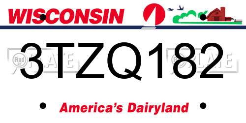 3TZQ182 Wisconsin License Plate