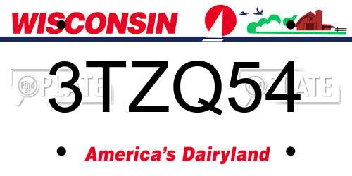 3TZQ54 Wisconsin License Plate