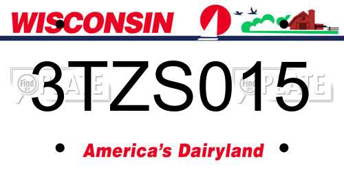 3TZS015 Wisconsin License Plate