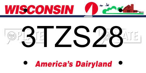 3TZS28 Wisconsin License Plate