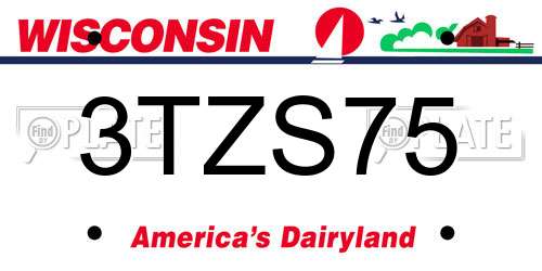 3TZS75 Wisconsin License Plate