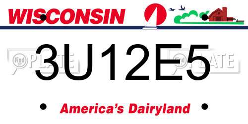 3U12E5 Wisconsin License Plate
