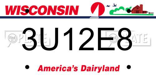 3U12E8 Wisconsin License Plate