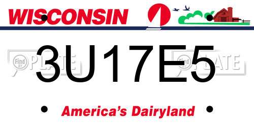 3U17E5 Wisconsin License Plate
