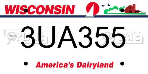 3UA355 Wisconsin License Plate