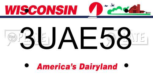 3UAE58 Wisconsin License Plate