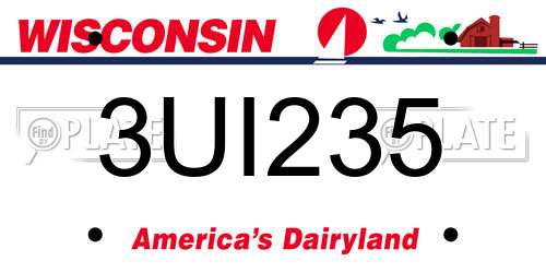 3UI235 Wisconsin License Plate