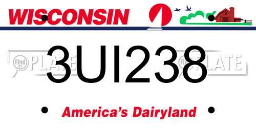3UI238 Wisconsin License Plate