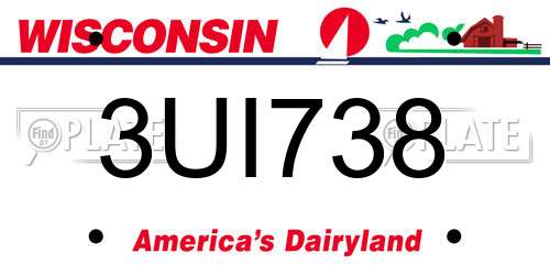 3UI738 Wisconsin License Plate