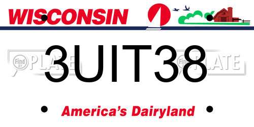 3UIT38 Wisconsin License Plate