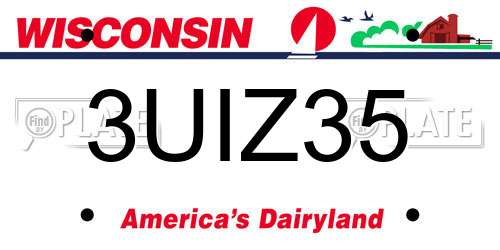 3UIZ35 Wisconsin License Plate