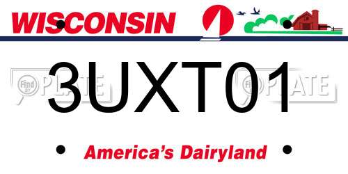 3UXT01 Wisconsin License Plate