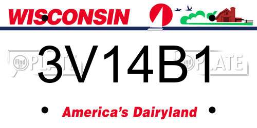 3V14B1 Wisconsin License Plate