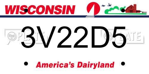 3V22D5 Wisconsin License Plate