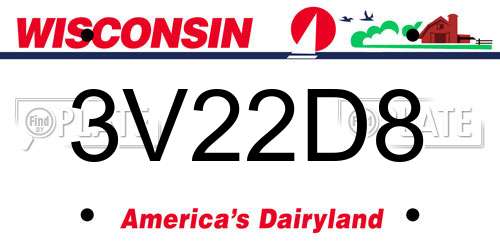 3V22D8 Wisconsin License Plate