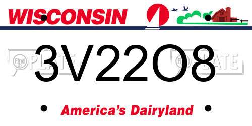 3V22O8 Wisconsin License Plate