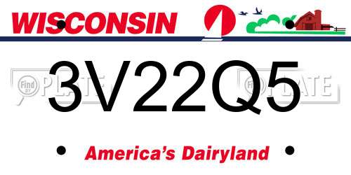 3V22Q5 Wisconsin License Plate