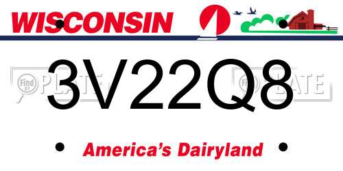 3V22Q8 Wisconsin License Plate