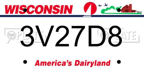 3V27D8 Wisconsin License Plate