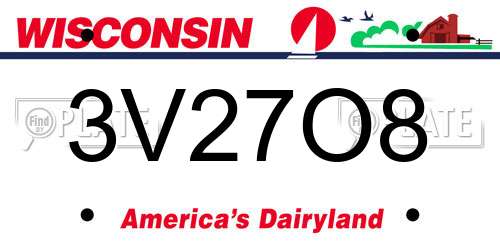 3V27O8 Wisconsin License Plate