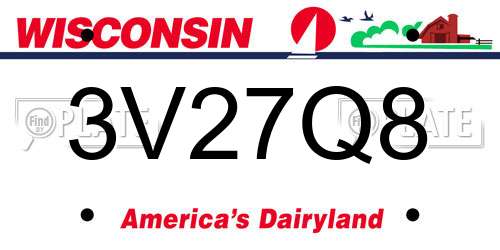 3V27Q8 Wisconsin License Plate