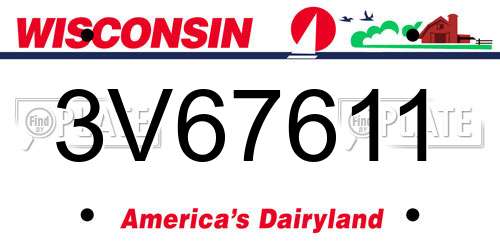 3V67611 Wisconsin License Plate