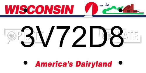 3V72D8 Wisconsin License Plate