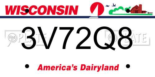 3V72Q8 Wisconsin License Plate