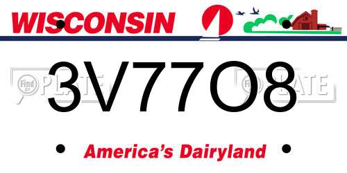 3V77O8 Wisconsin License Plate