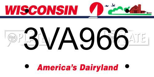 3VA966 Wisconsin License Plate