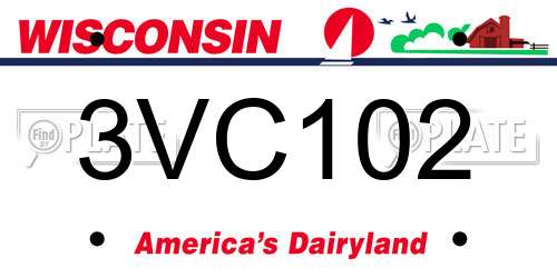 3VC102 Wisconsin License Plate